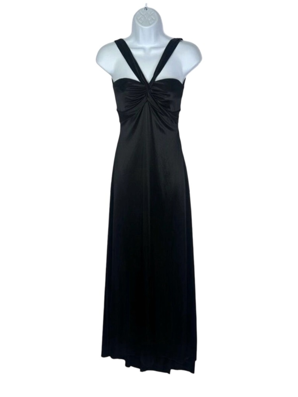 Vintage B. Darlin Black Satin Floor Length Gown - Size 1 / 2 Juniors